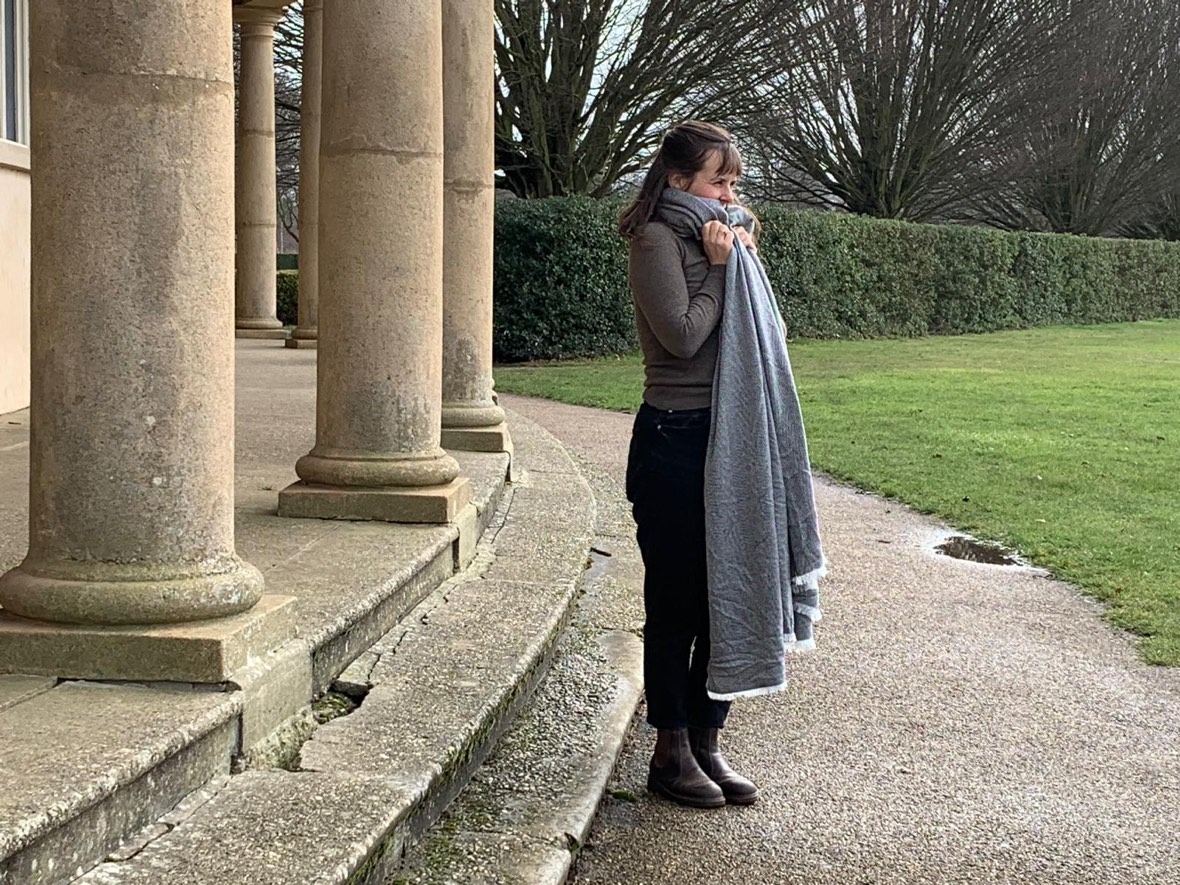 Our charcoal cashmere throw