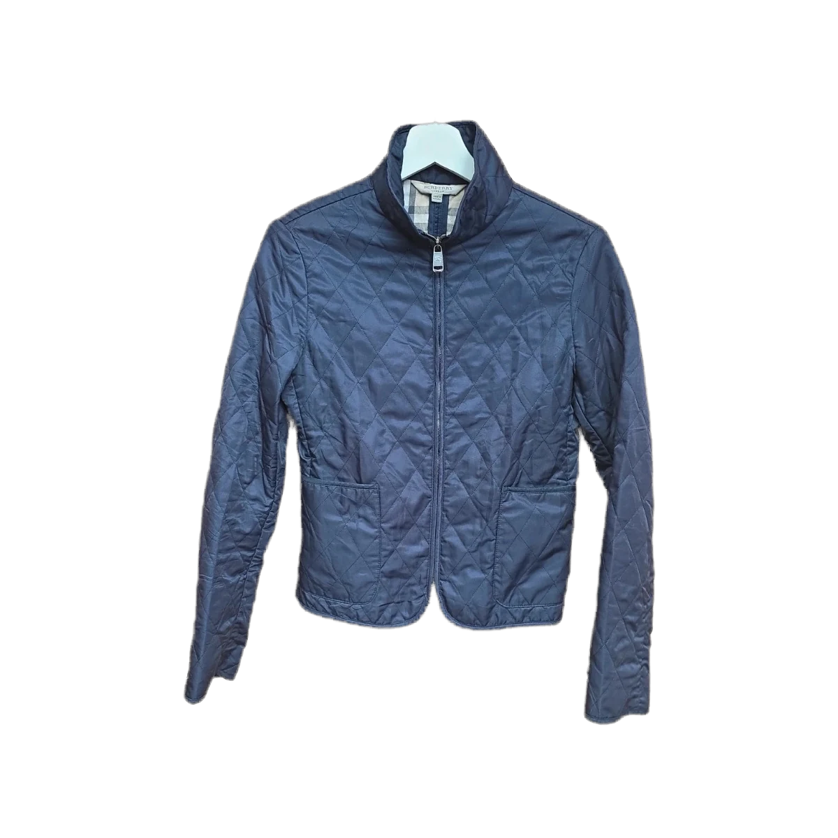 Authentic Burberry London Quilted Jacket Nova Check Lined Black