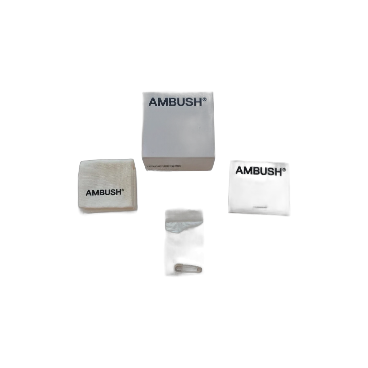 Authentic AMBUSH Silver Safety Pin Earring with Box & Pouch