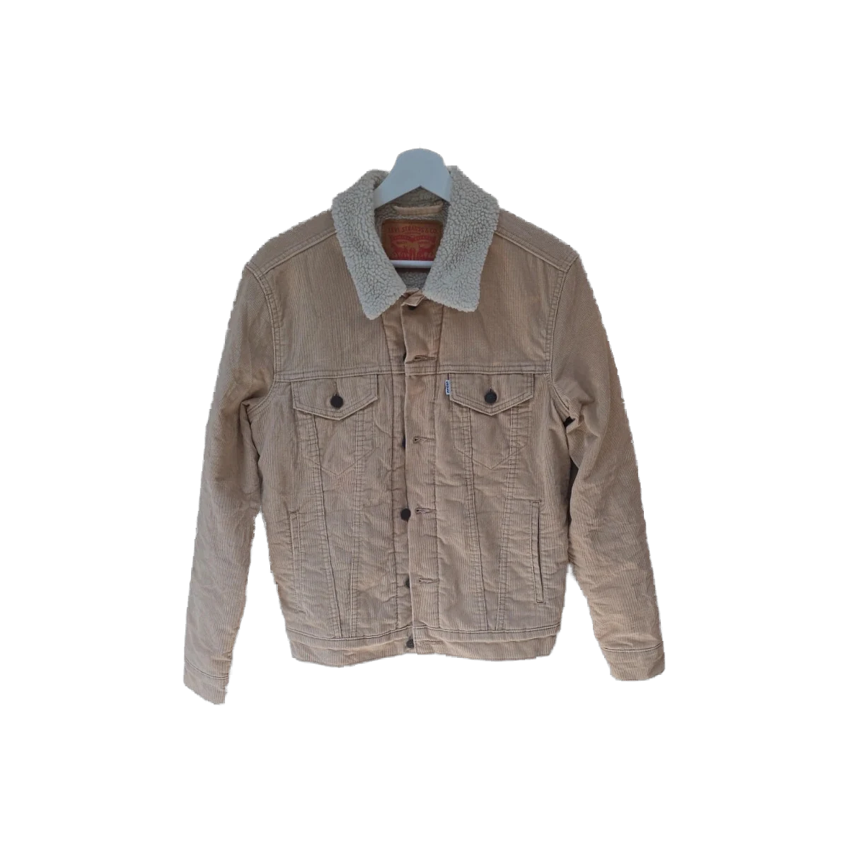 Levis Sherpa Corduroy Trucker Jacket Beige Tan Borg Lined