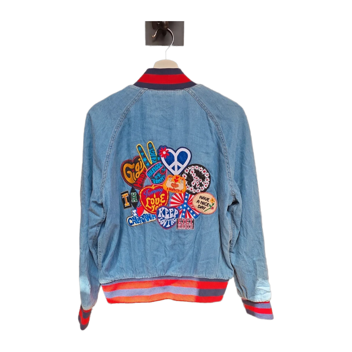 Tommy Hilfiger x Gigi Hadid Denim Varsity Bomber Jacket view 4
