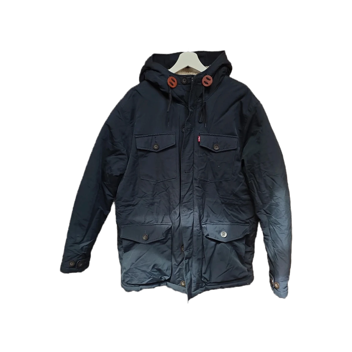 Levis Hooded Sherpa Lined Winter Parka Jacket Navy