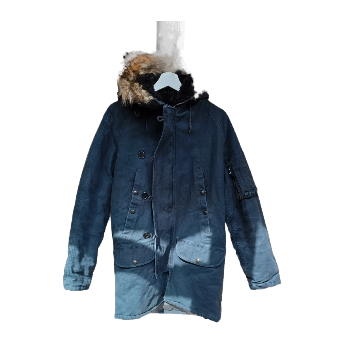Vintage USA N-3B Extreme Cold Weather Military Parka Fur Hood
