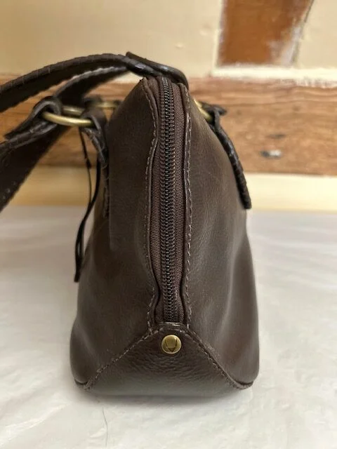 HIDESIGN by Radley dark brown rustic leather two strap shoulder bag view 4