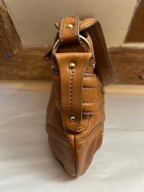 Ri2K chestnut quality leather east west shape shoulder bag view 7