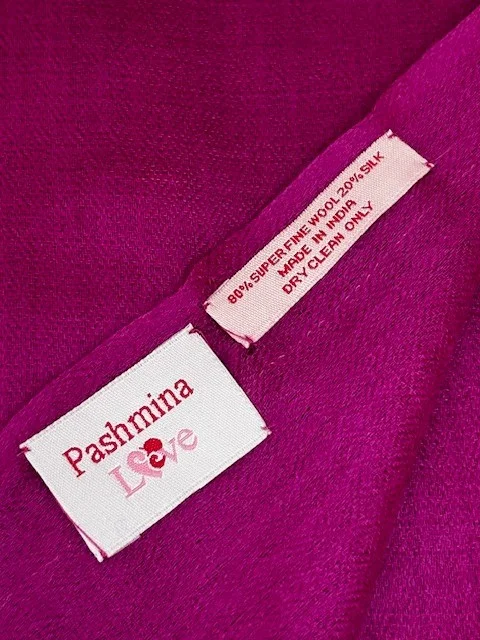 Magenta Pink lightweight wool & silk pashmina shawl by Pashmina Love view 4
