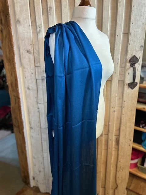 Capri blue fine lightweight merino wool & silk pashmina by Pashmina Love view 3