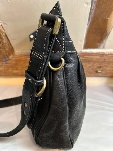 BLONDIE MANIA black premium soft grained leather slouch hobo saddle shoulder bag view 6