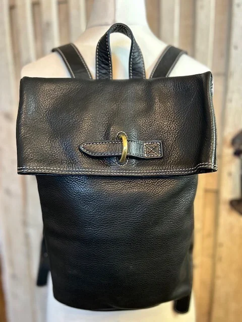 Amazing BLONDIE MANIA black pebble grained leather backpack rucksack bag view 3