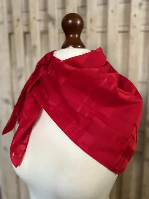 Vtg ST MICHAEL bright red self square polyester silky feel scarf view 2