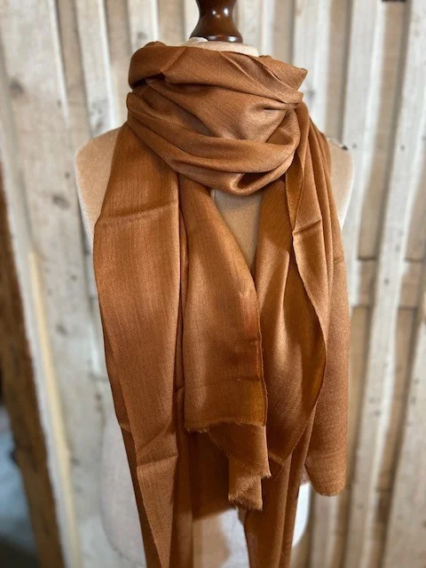 Mocha Brown lightweight wool & silk pashmina shawl by Pashmina Love