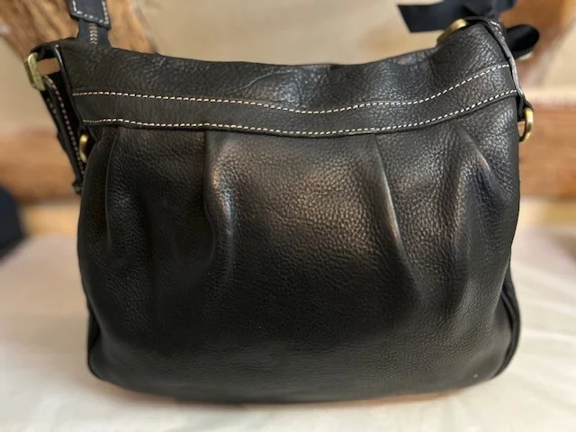BLONDIE MANIA black premium soft grained leather slouch hobo saddle shoulder bag view 5