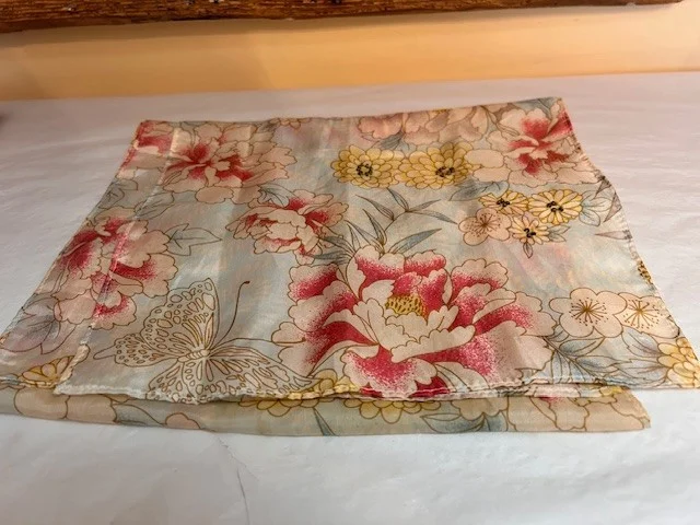 Oriental floral pure silk scarf with bead details view 6