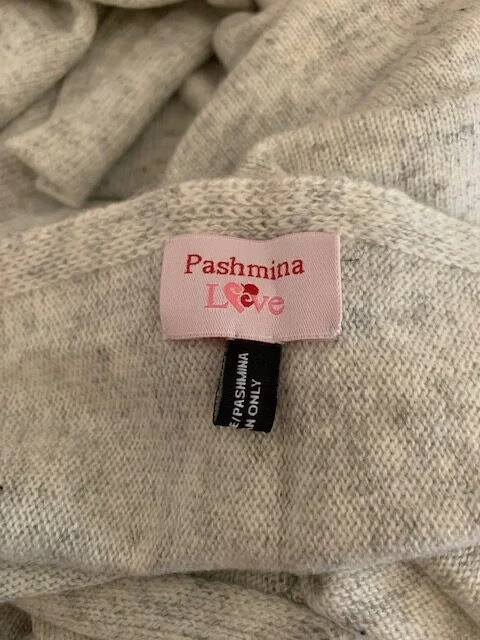 OSFA light grey marl cashmere & wool knit poncho by Pashmina Love view 5