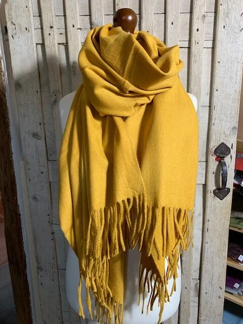Fine wool cantaloupe woven self herringbone pashmina by Pashmina Love