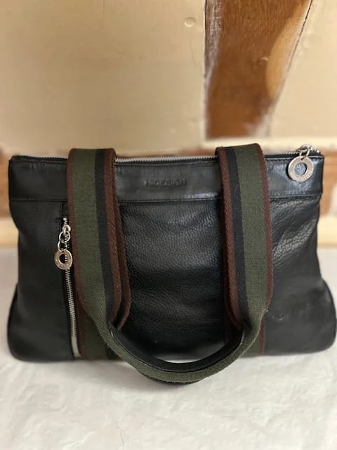 HIDESIGN by Radley black leather two stripy straps shoulder bag