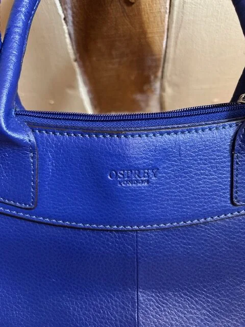 OSPREY bright royal blue leather top handle grab handbag view 3