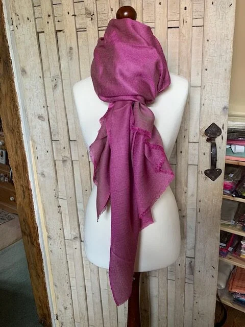 Beautiful earthy pink pure fine woven silk reversible pashmina by Pashmina Love view 2