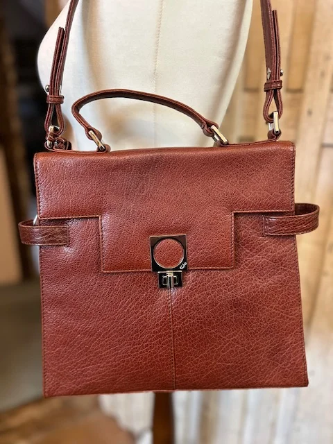 Lge Tula by Radley dark chestnut leather smart structured shoulder bag view 3