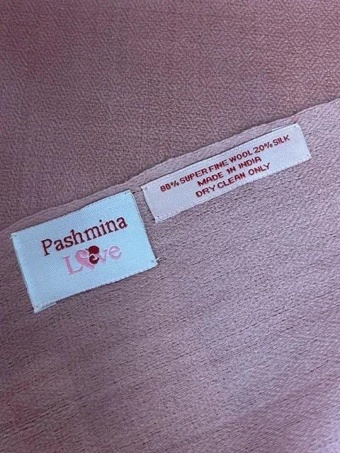 Soft rose pink merino wool & silk blend fine lightweight all season pashmina view 4