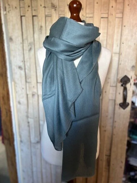 Blue Slate fine lightweight merino wool & silk pashmina by Pashmina Love