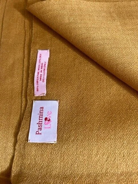 Winter mustard fine lightweight cashmere & wool pashmina by Pashmina Love view 4