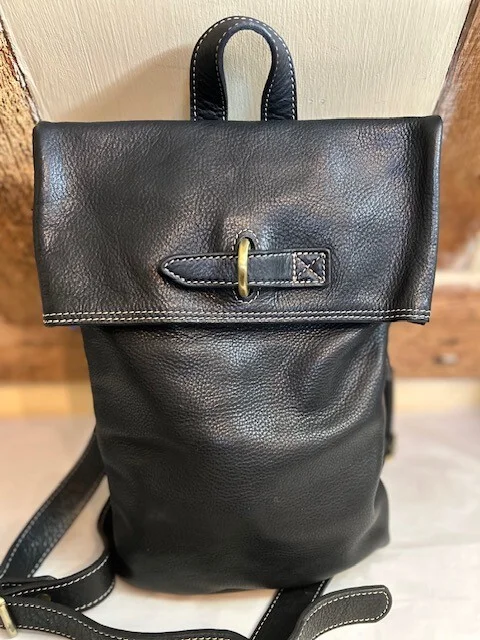 Amazing BLONDIE MANIA black pebble grained leather backpack rucksack bag view 4