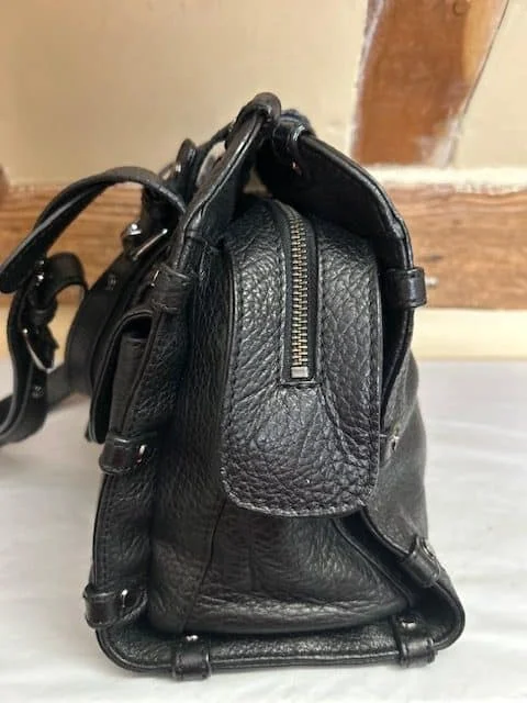 BILLY BAG black grained leather satchel saddle top handle shoulder bag view 7