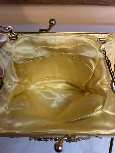 Vintage gold beaded evening clutch bag purse shoulder bag view 8