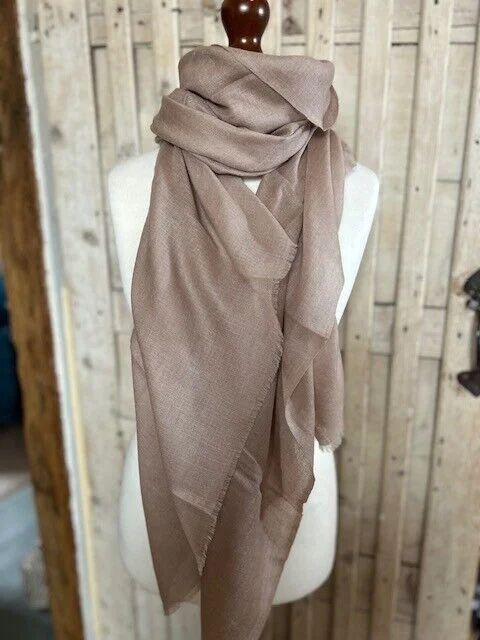 Superior pure pashmina beige fine quality lightweight shawl by Pashmina Love view 3
