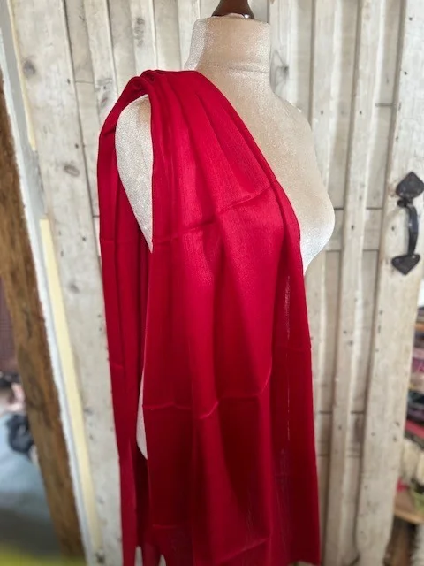 Lipstick Red lightweight wool & silk pashmina shawl by Pashmina Love view 3