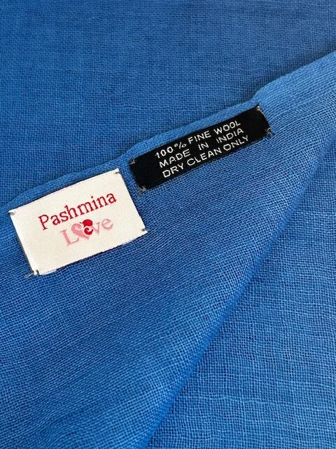 Blues ombre fine wool lightweight pashmina shawl by Pashmina Love view 2