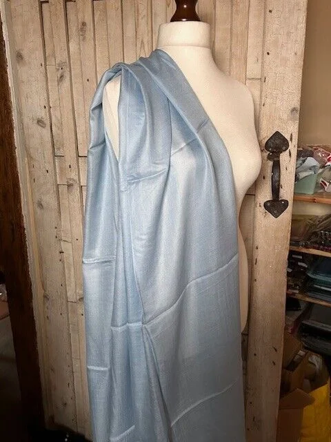 Sky blue superfine pure woven silk pashmina by Pashmina Love view 3