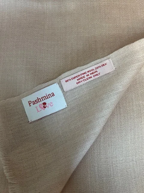 Slub pink lightweight wool & silk pashmina shawl by Pashmina Love view 5