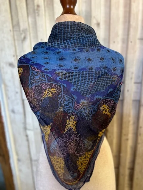 Large fine lightweight chiffon multi coloured square scarf view 2