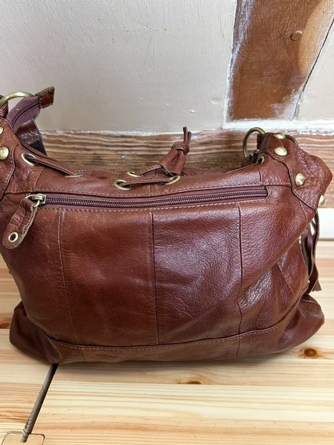 RUBY LONDON conker red brown soft rustic leather slouchy xb shoulder bag view 6