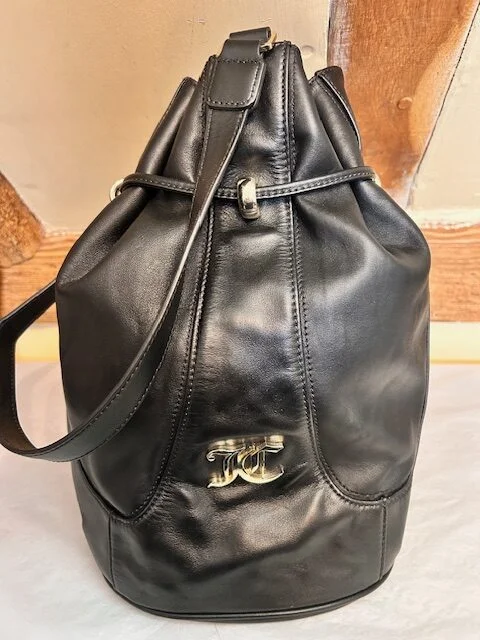 JUICY COUTURE black soft leather duffle sac shoulder xb bag