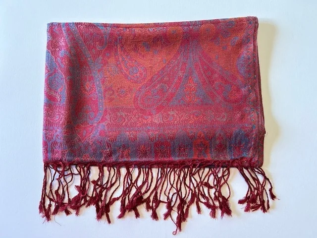 Hot pink magenta silk paisley Jamawar reversible pashmina by Pashmina Love view 4