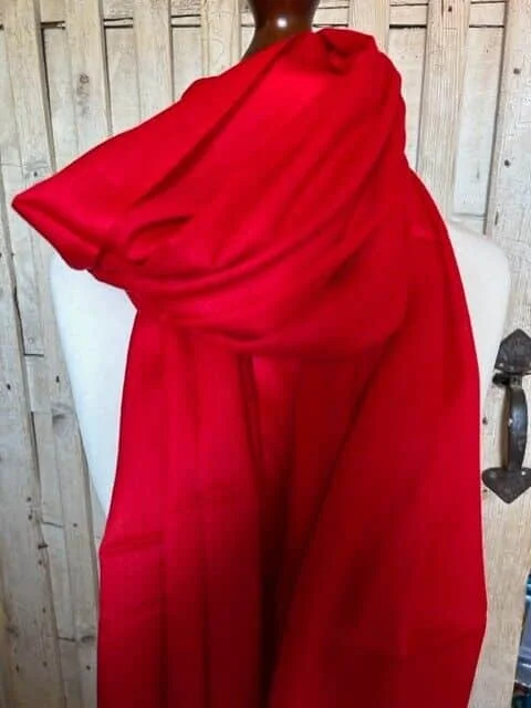 Cherry red fine lightweight cashmere & silk pashmina by Pashmina Love view 2