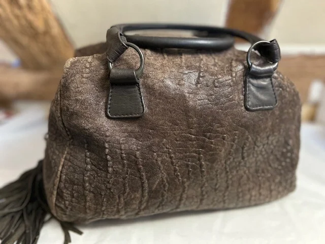 ALL SAINTS chocolate brown aged distressed leather holdall style handbag view 2