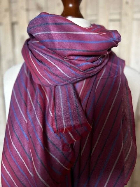 Unisex mulberry stripe micro modal pashmina shawl by Pashmina Love
