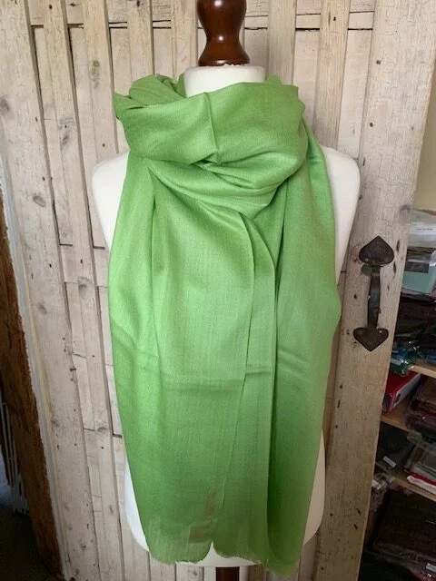 Superfine apple green wool silk pashmina by Pashmina Love