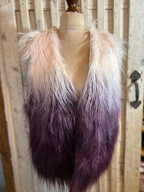 THREAD SUPPLY purple ombre silky faux fur gilet XL view 6