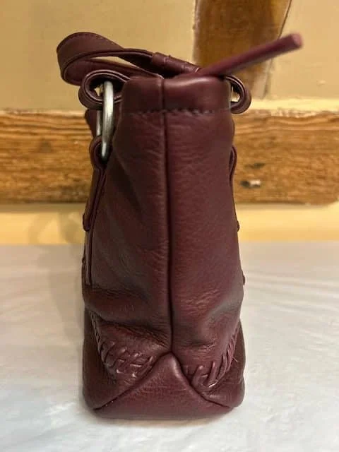 Plum HIDESIGN by Radley small rustic leather top handle grab bag view 6