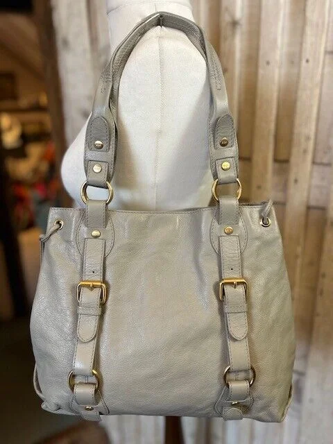 Grey Ri2K soft leather two strap bucket shoulder bag