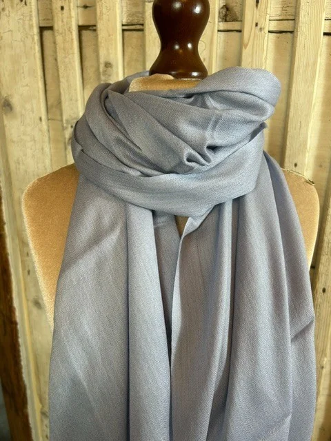 Sky blue lightweight wool & silk pashmina shawl by Pashmina Love view 2