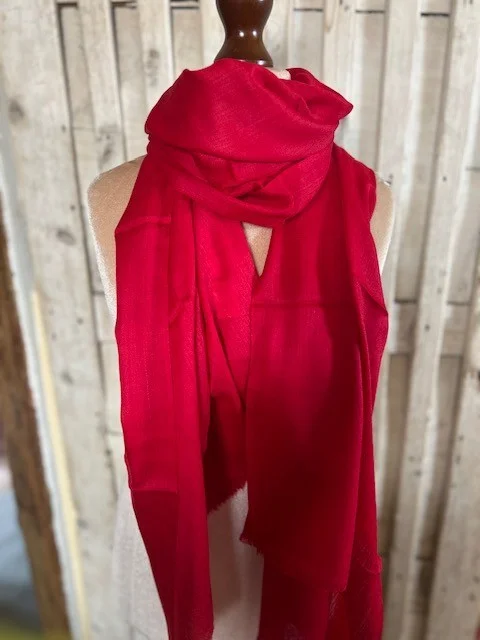 Lipstick Red lightweight wool & silk pashmina shawl by Pashmina Love