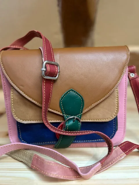 GRINGO multi coloured leather fair-trade satchel saddle xb bag