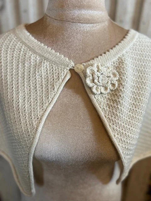 Luxury baby aplaca cream knit capelet view 2