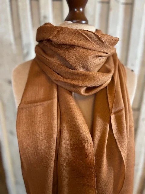 Mocha Brown lightweight wool & silk pashmina shawl by Pashmina Love view 2